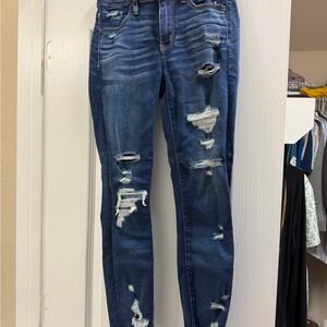 American Eagle Outfitters Ripped Blue Skinny Jeans
